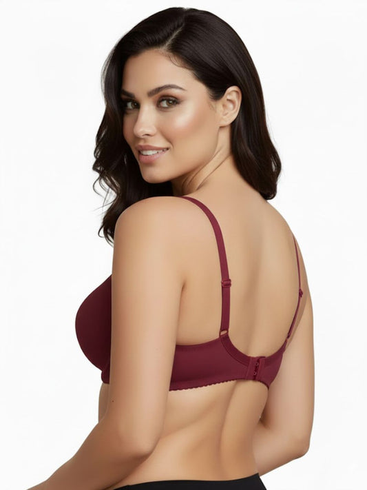 Cuddlecot Maroon Cotton T-Shirt Bra | Soft Wire-Free Everyday Bra for Women