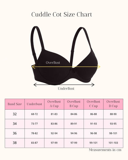 Cuddlecot Zed Black Cotton T-Shirt Bra | Soft Wire-Free Everyday Bra for Women
