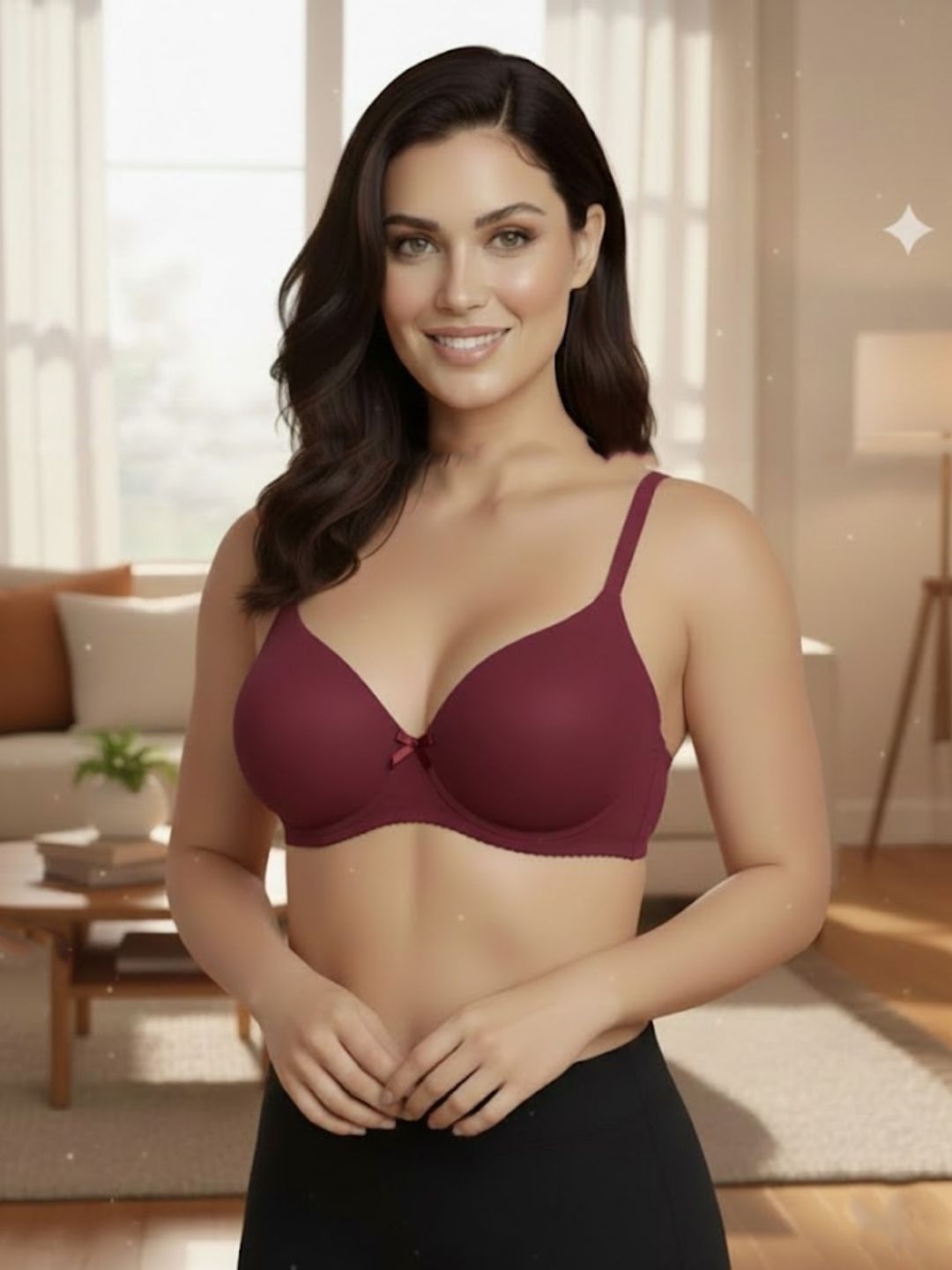 Cuddlecot Maroon Cotton T-Shirt Bra | Soft Wire-Free Everyday Bra for Women