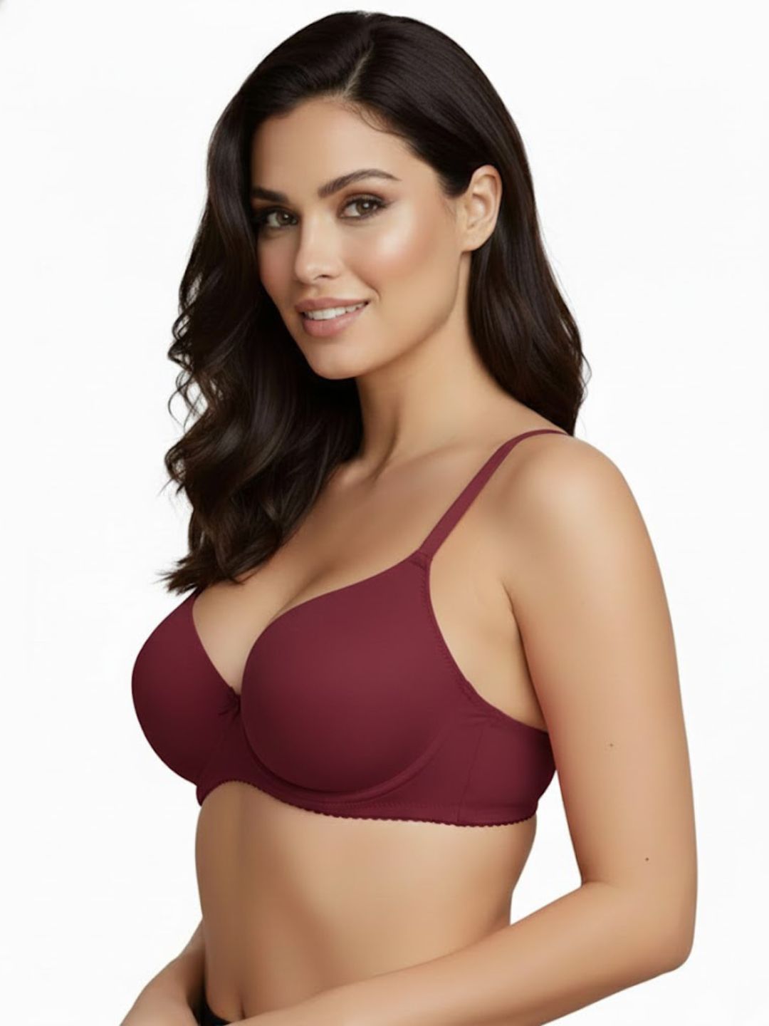 Cuddlecot Maroon Cotton T-Shirt Bra | Soft Wire-Free Everyday Bra for Women