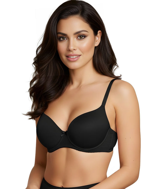 Cuddlecot Zed Black Cotton T-Shirt Bra | Soft Wire-Free Everyday Bra for Women