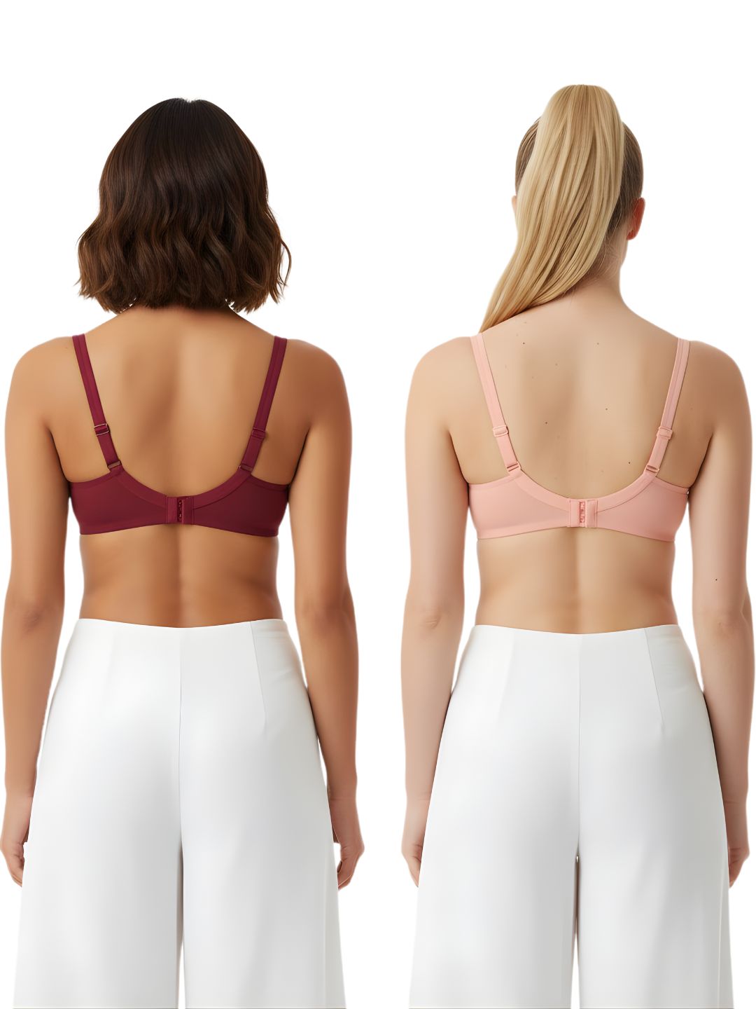 Cuddlecot Cotton T-Shirt Bra Combo (Coral & Maroon) | Wire-Free Everyday Bras for Women