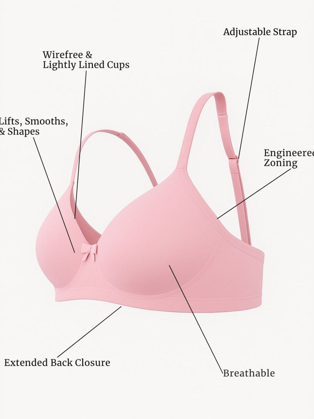 Cuddlecot Baby Pink Cotton T-Shirt Bra | Soft Wire-Free Everyday Bra for Women