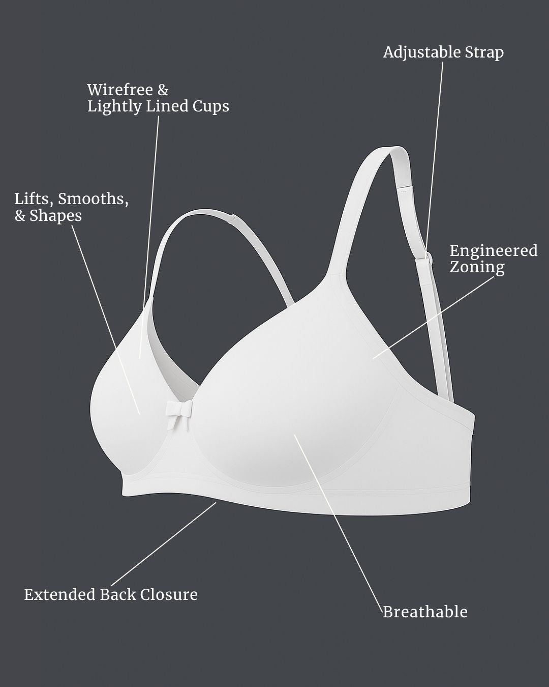 Cuddlecot Swan White Cotton T-Shirt Bra | Soft Wire-Free Everyday Bra for Women