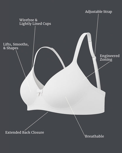 Cuddlecot Swan White Cotton T-Shirt Bra | Soft Wire-Free Everyday Bra for Women