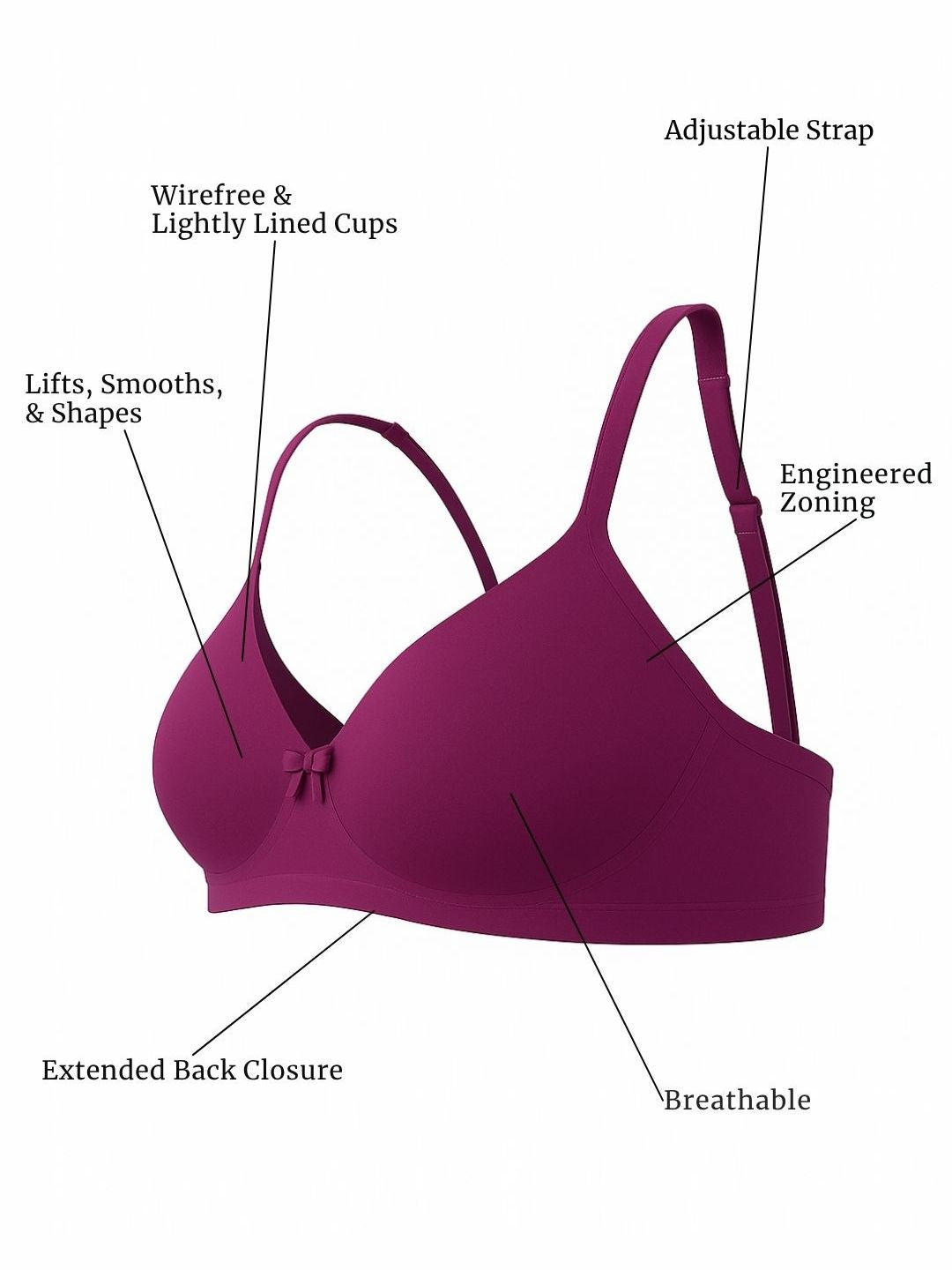 Cuddlecot Perfect Purple Cotton T-Shirt Bra | Soft Wire-Free Everyday Bra for Women