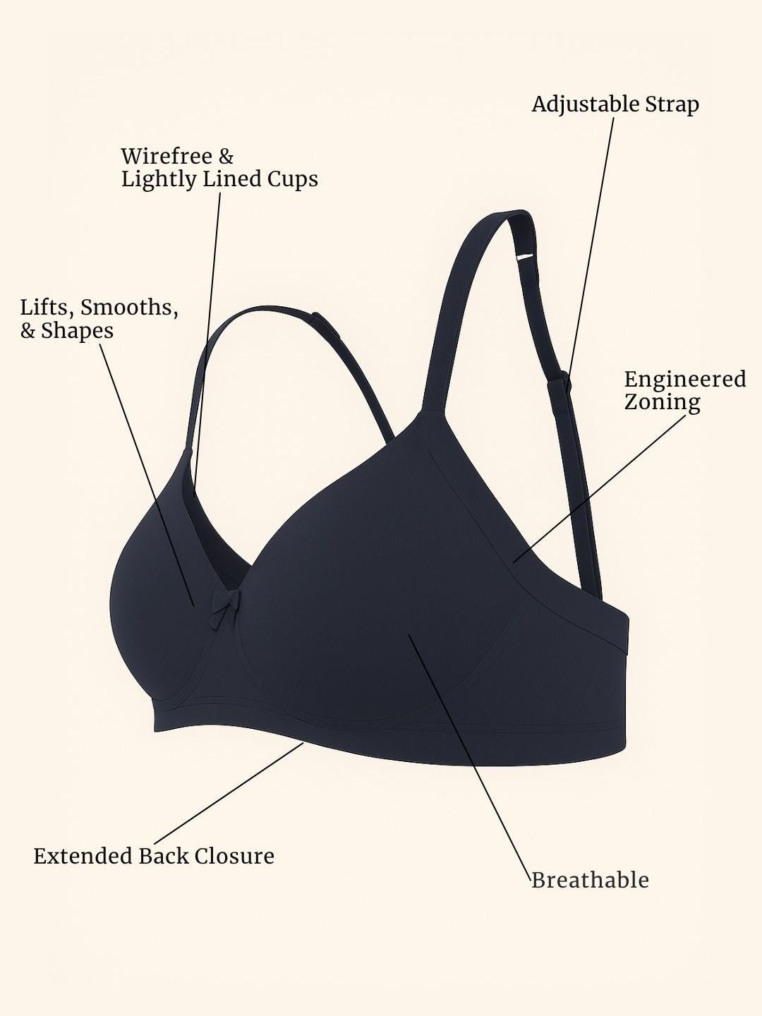 Cuddlecot Midnight Blue Cotton T-Shirt Bra | Soft Wire-Free Everyday Bra for Women
