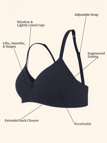 Cuddlecot Midnight Blue Cotton T-Shirt Bra | Soft Wire-Free Everyday Bra for Women