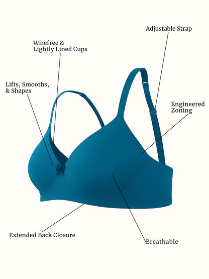Cuddlecot Indigo Blue Cotton T-Shirt Bra | Soft Wire-Free Everyday Bra for Women