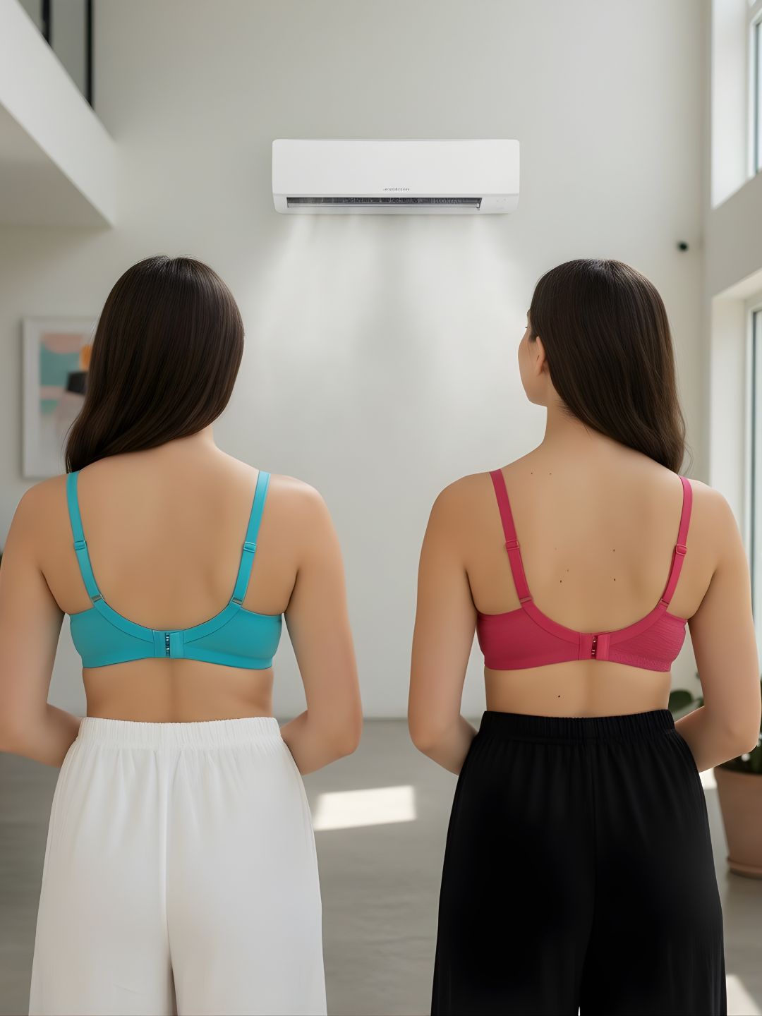 Cuddlecot Cotton T-Shirt Bra Combo (Indigo Blue & Dusky Magenta) | Wire-Free Everyday Bras for Women