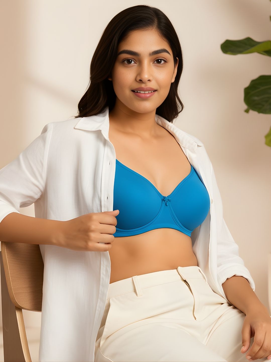 Cuddlecot Indigo Blue Cotton T-Shirt Bra | Soft Wire-Free Everyday Bra for Women