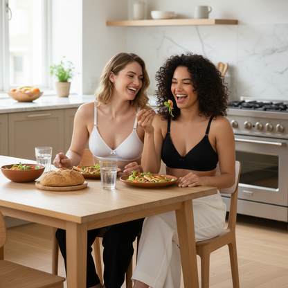 Cuddlecot Cotton T-Shirt Bra Combo (Zed Black & Swan White) | Wire-Free Everyday Bras for Women