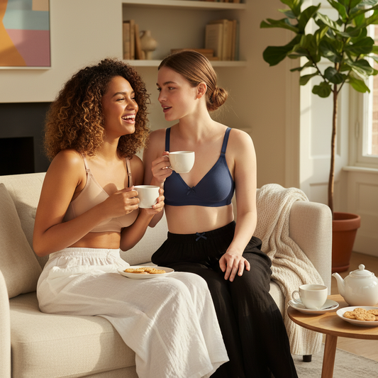 Cuddlecot Cotton T-Shirt Bra Combo (Skin & Midnight Blue) | Wire-Free Everyday Bras for Women