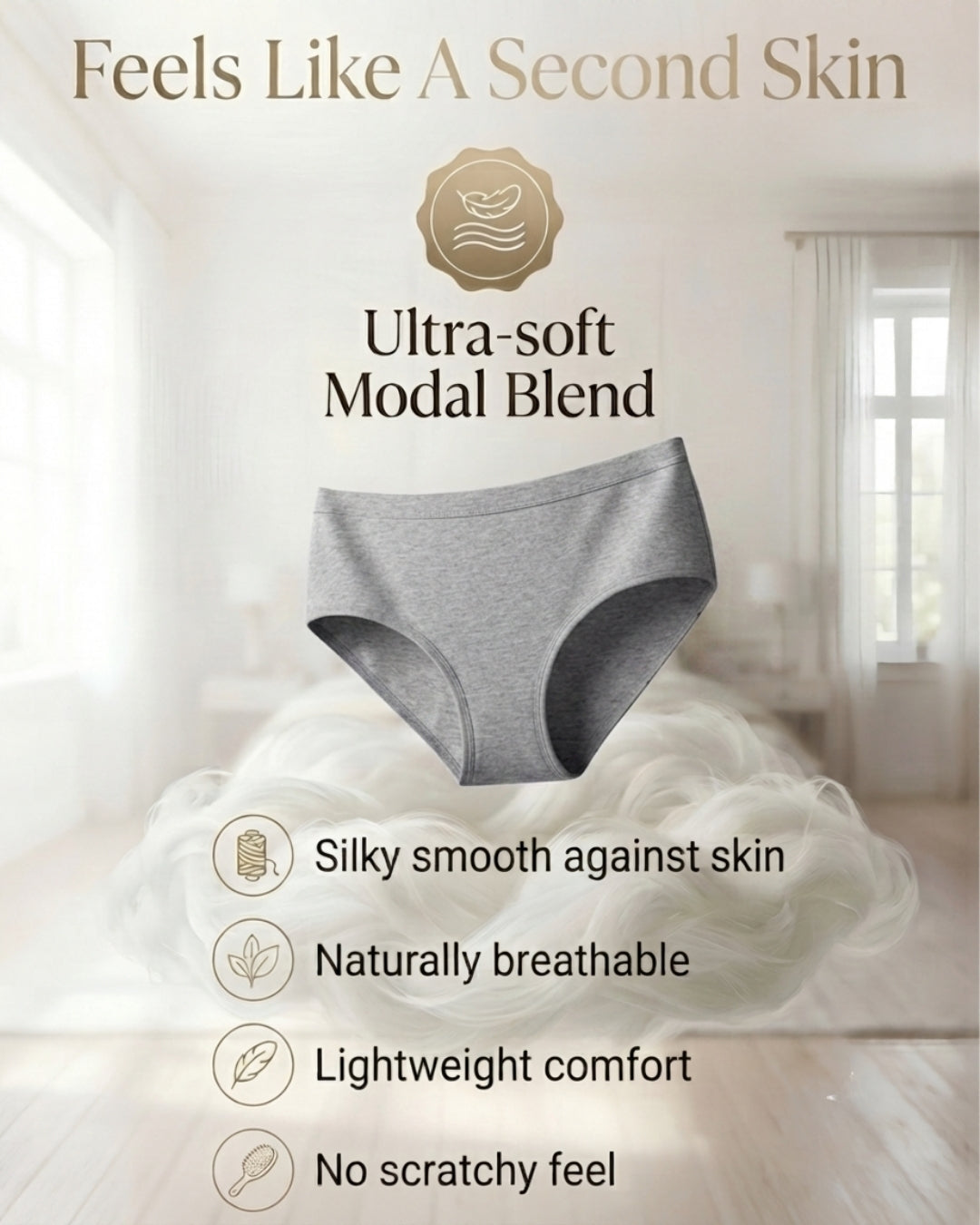 Saforia EasyCot Modal Seamless Panty - Basic Grey