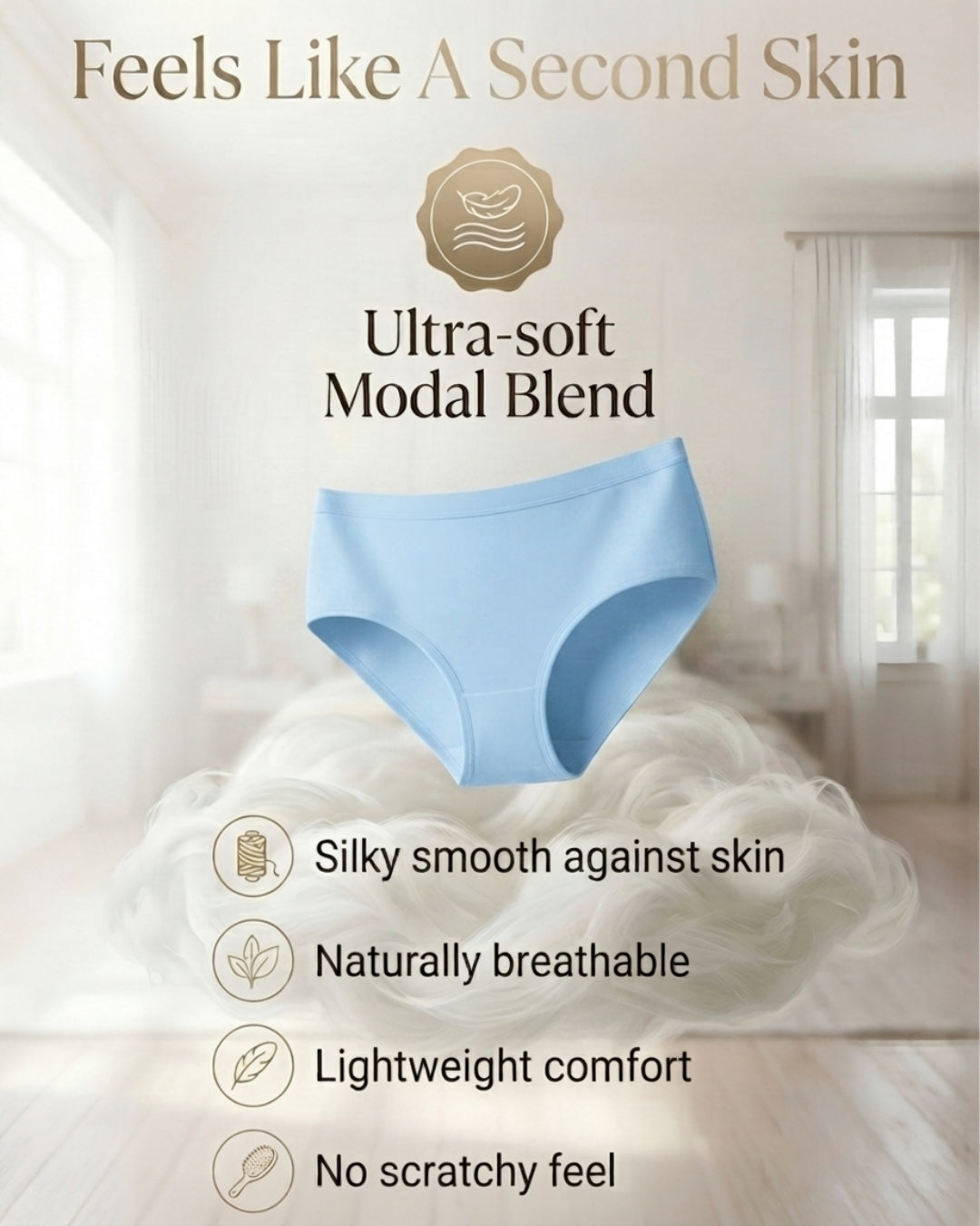 Saforia EasyCot Modal Seamless Panty - Sky Blue