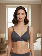 Cuddlecot Gun Metal Cotton T-Shirt Bra | Soft Wire-Free Everyday Bra for Women