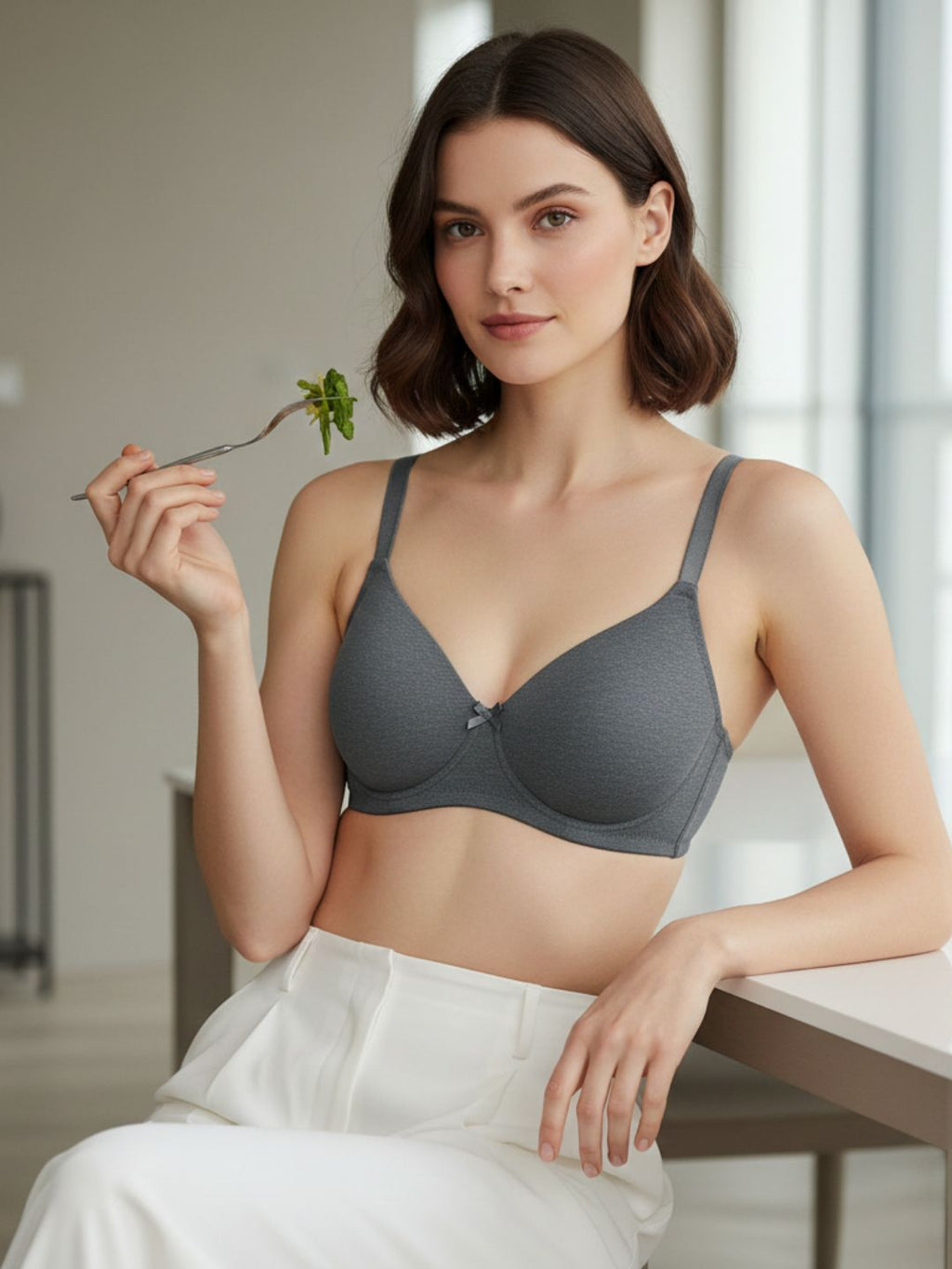 Cuddlecot Gun Metal Cotton T-Shirt Bra | Soft Wire-Free Everyday Bra for Women