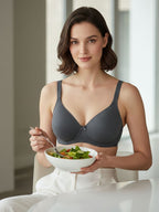 Cuddlecot Gun Metal Cotton T-Shirt Bra | Soft Wire-Free Everyday Bra for Women