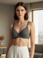 Cuddlecot Gun Metal Cotton T-Shirt Bra | Soft Wire-Free Everyday Bra for Women