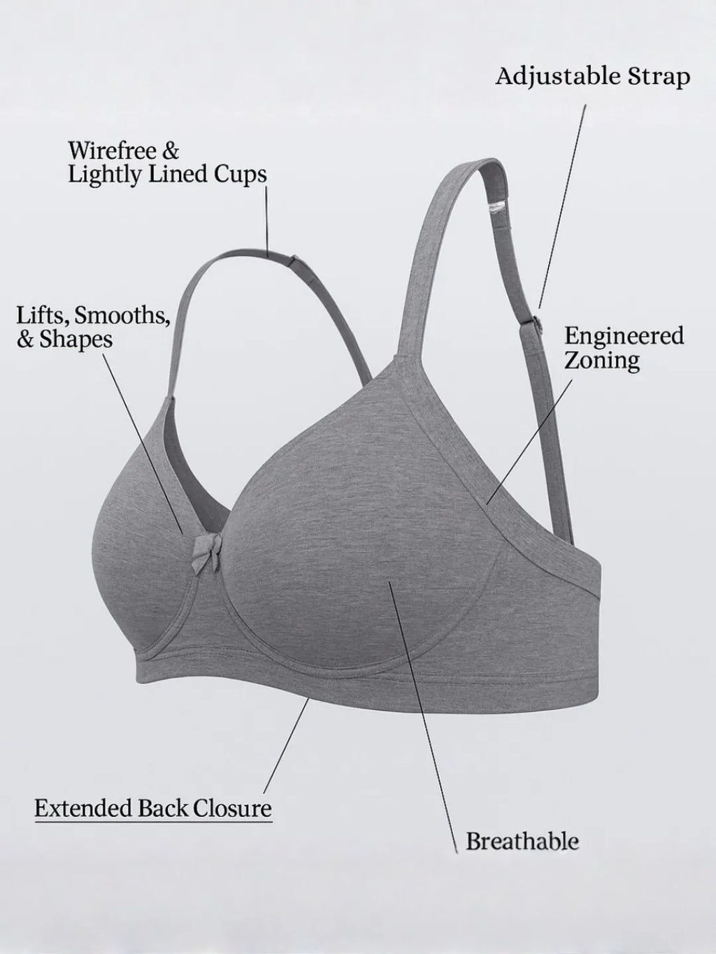 Saforia Cuddlecot Modal Wirefree Padded Tshirt Bra - Basic Grey