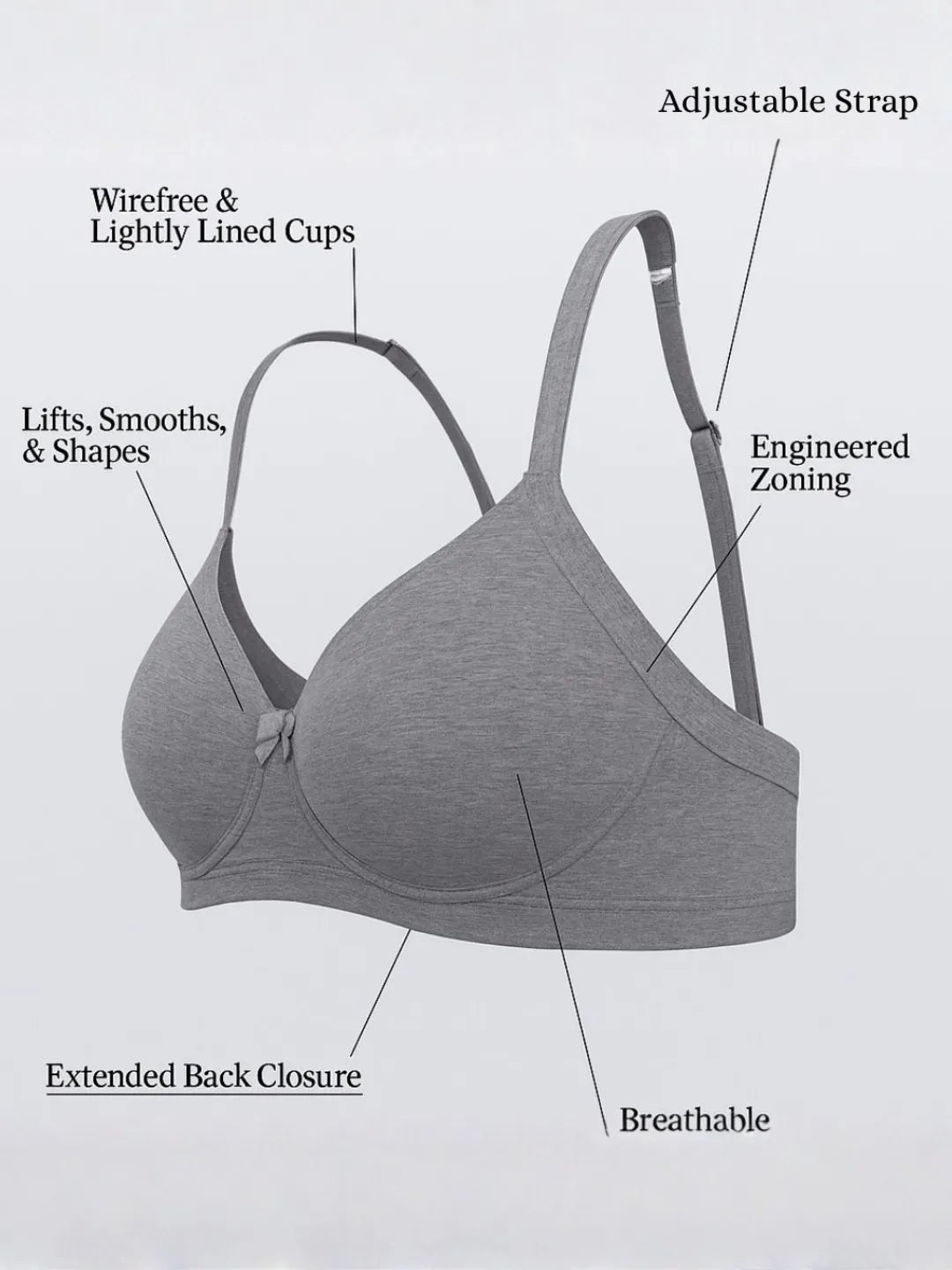 Saforia Cuddlecot Modal Wirefree Padded Tshirt Bra - Basic Grey