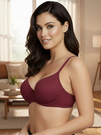 Saforia Cuddlecot Modal Wirefree Padded Tshirt Bra - Maroon