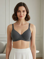 Cuddlecot Gun Metal Cotton T-Shirt Bra | Soft Wire-Free Everyday Bra for Women