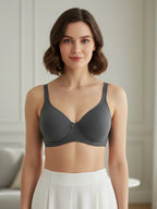 Saforia Cuddlecot Modal Wirefree Padded Tshirt Bra - Gun Metal