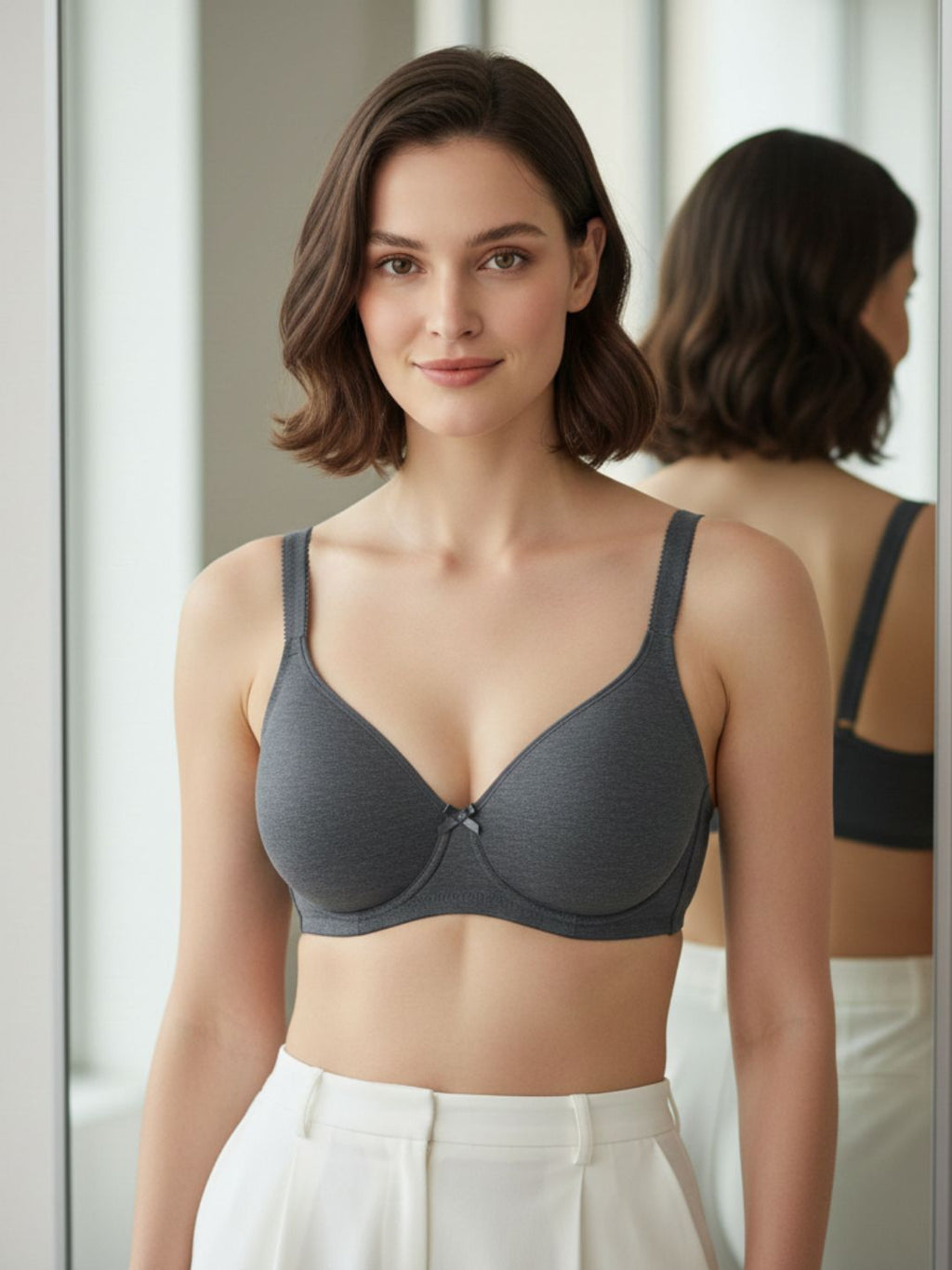 Cuddlecot Gun Metal Cotton T-Shirt Bra | Soft Wire-Free Everyday Bra for Women