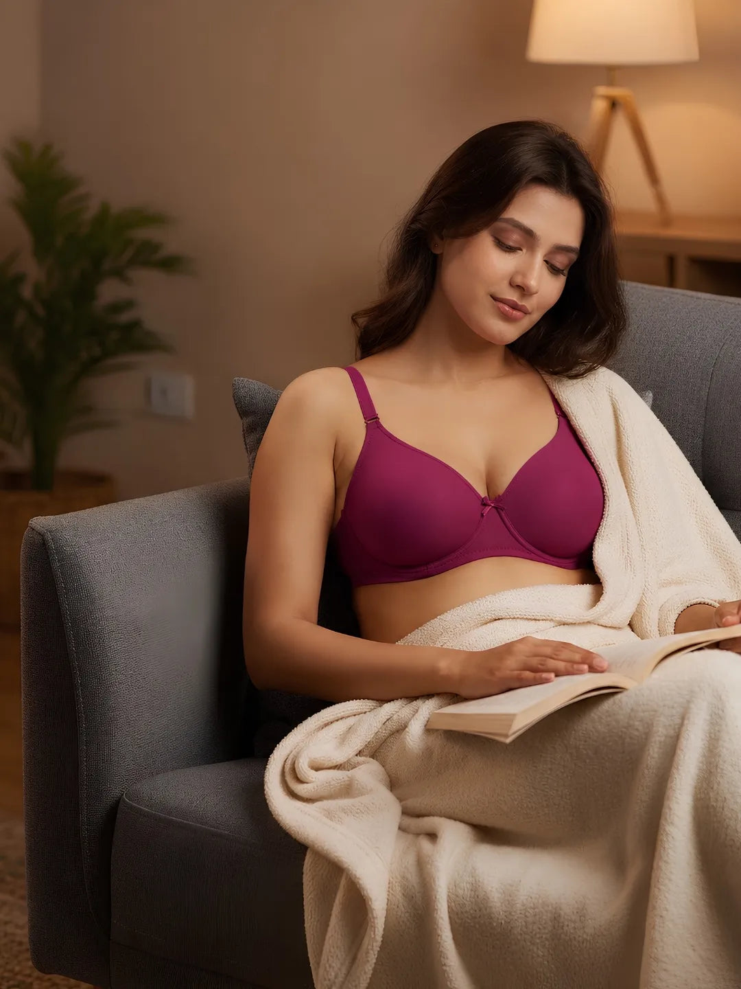 Saforia Spandura Microfibre Padded Bra - Majenta