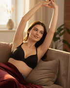 Cuddlecot Zed Black Cotton T-Shirt Bra | Soft Wire-Free Everyday Bra for Women