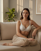 Cuddlecot Swan White Cotton T-Shirt Bra | Soft Wire-Free Everyday Bra for Women