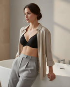 Cuddlecot Zed Black Cotton T-Shirt Bra | Soft Wire-Free Everyday Bra for Women