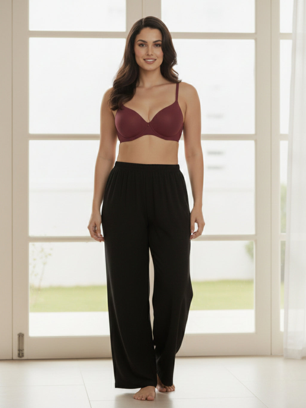 Saforia Cuddlecot Modal Wirefree Padded Tshirt Bra - Maroon