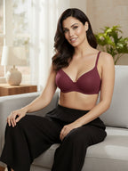 Saforia Cuddlecot Modal Wirefree Padded Tshirt Bra - Maroon