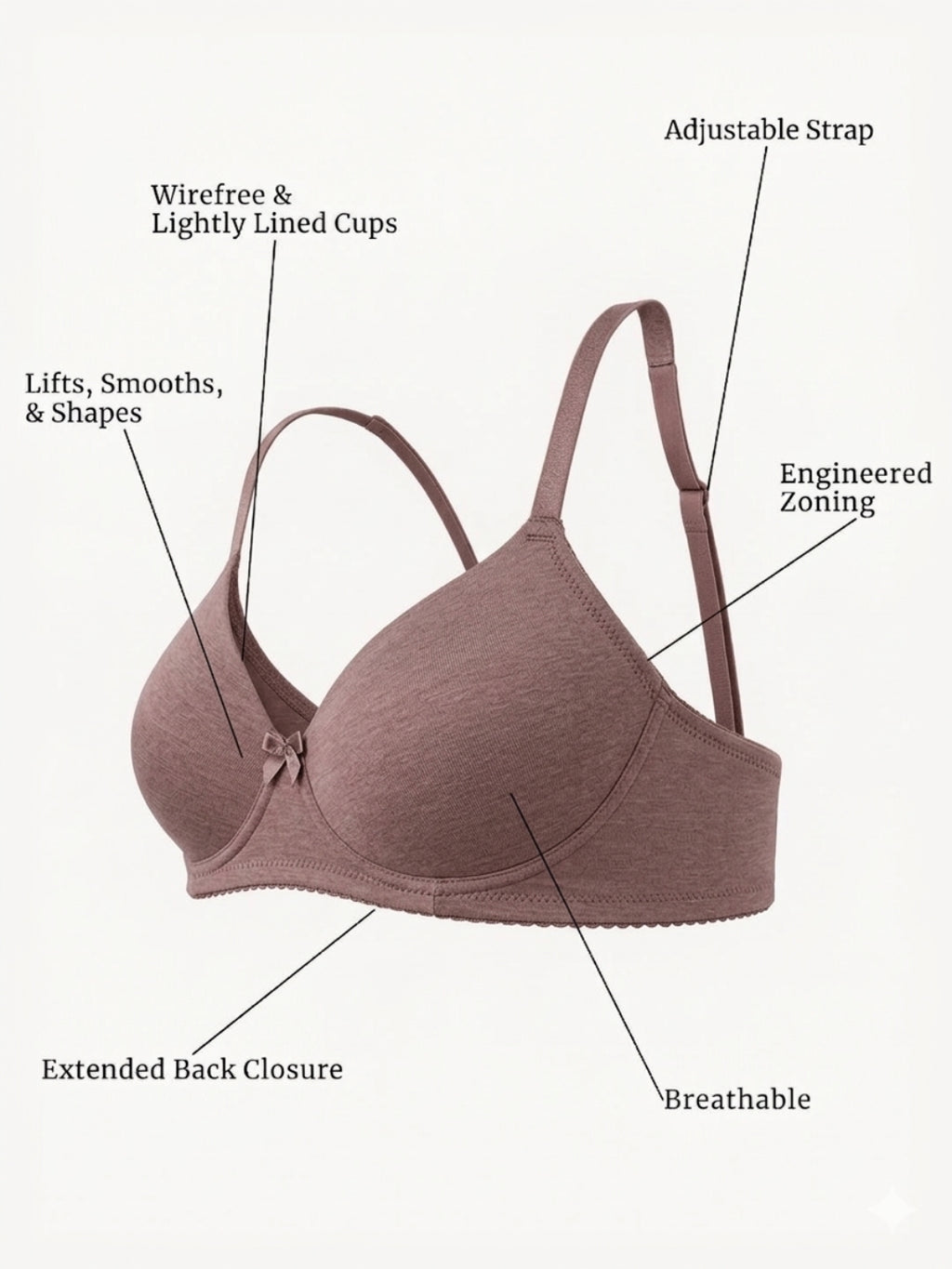 Saforia Cuddlecot Modal Wirefree Padded Tshirt Bra - Mocha