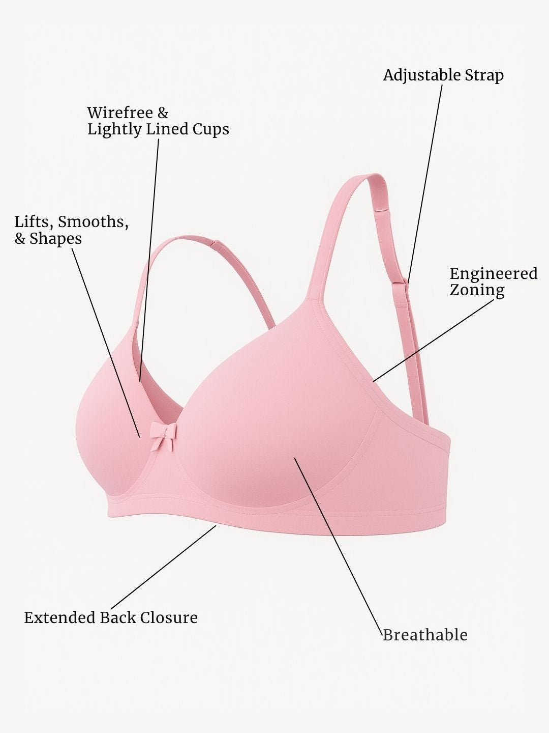 Cuddlecot Baby Pink Cotton T-Shirt Bra | Soft Wire-Free Everyday Bra for Women