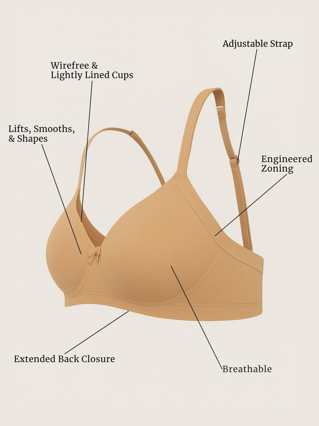 Saforia Cuddlecot Modal Wirefree Padded Tshirt Bra - Skin