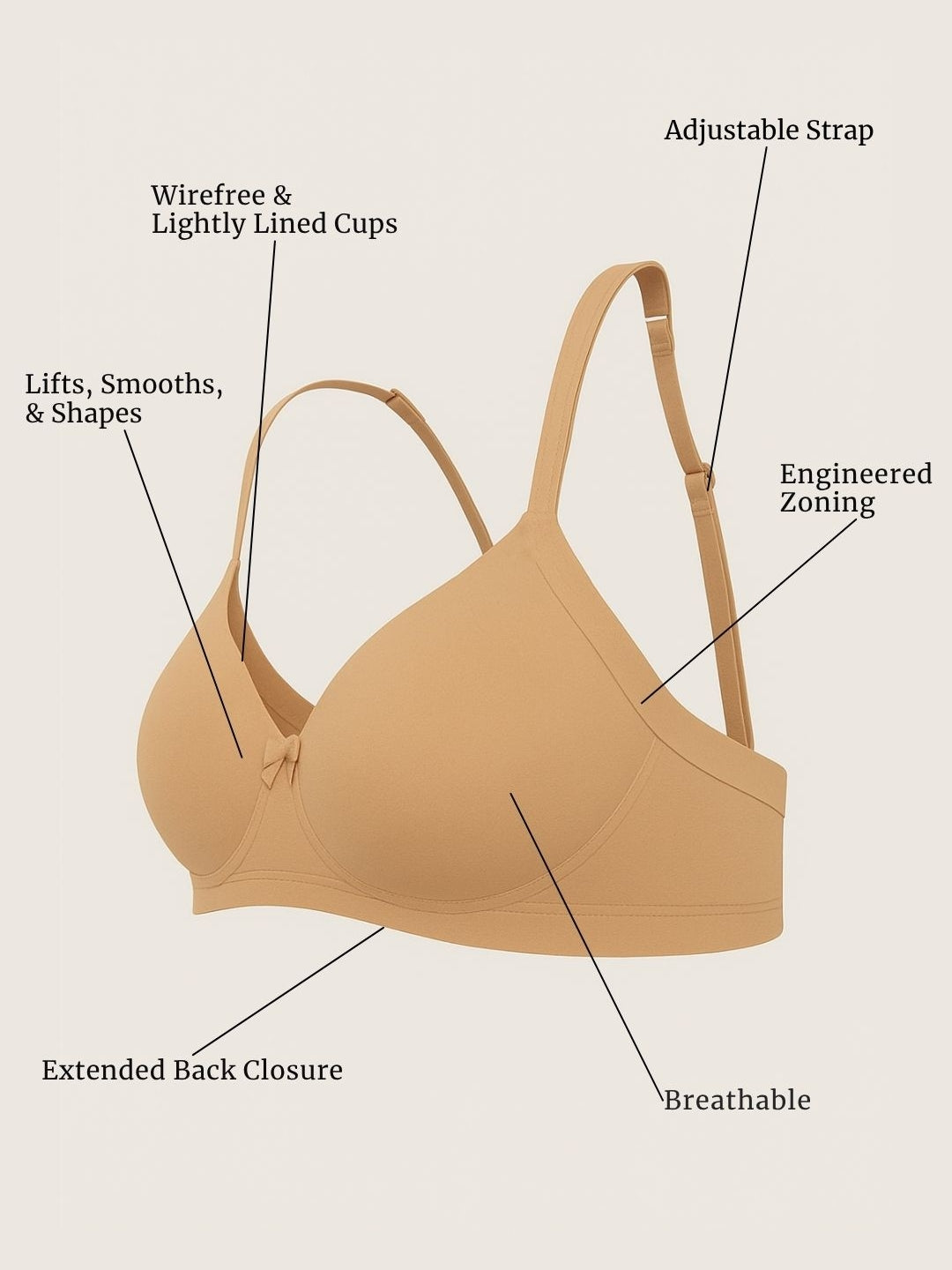 Saforia Cuddlecot Modal Wirefree Padded Tshirt Bra - Skin