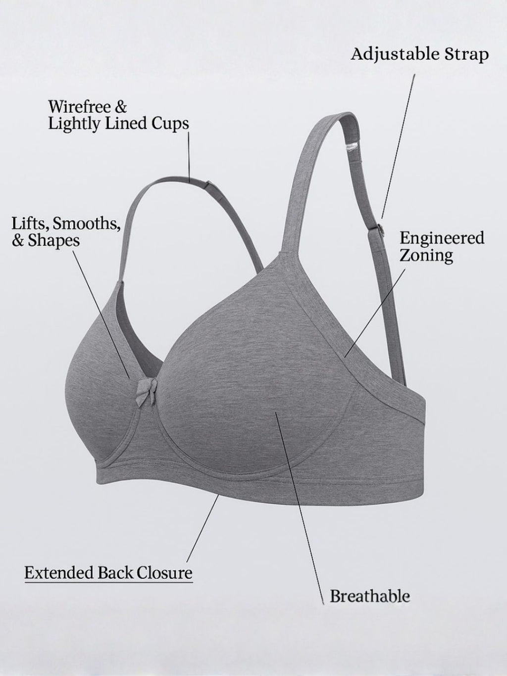 Saforia Cuddlecot Modal Wirefree Padded Tshirt Bra - Basic Grey
