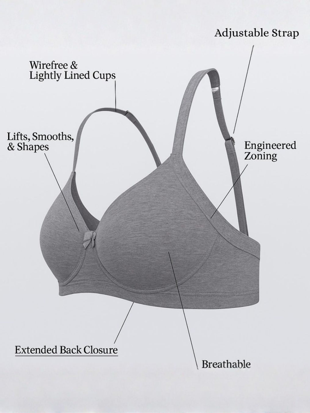 Saforia Cuddlecot Modal Wirefree Padded Tshirt Bra - Basic Grey
