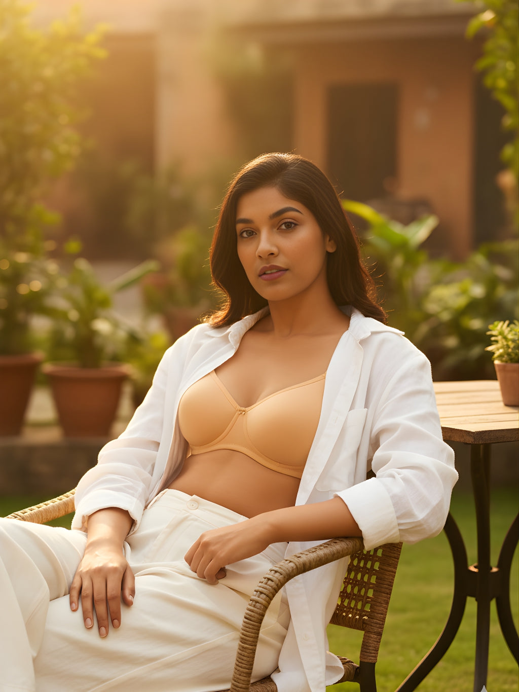 Saforia Cuddlecot Modal Wirefree Padded Tshirt Bra - Skin