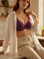 Cuddlecot Perfect Purple Cotton T-Shirt Bra | Soft Wire-Free Everyday Bra for Women