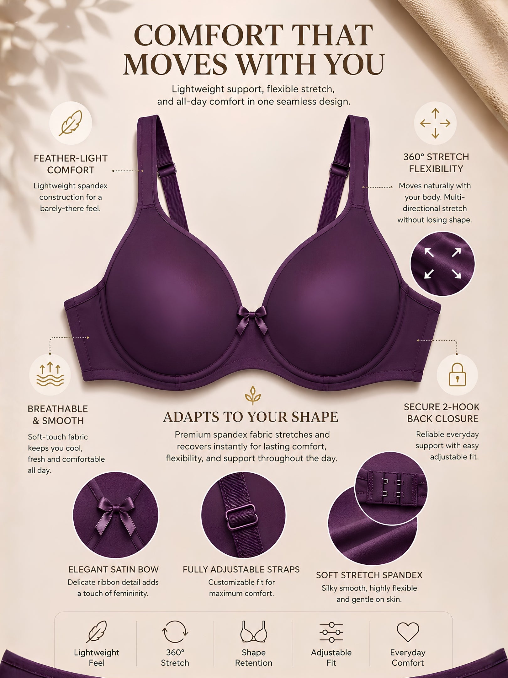 Saforia Spandura Microfibre Padded Bra - Wine