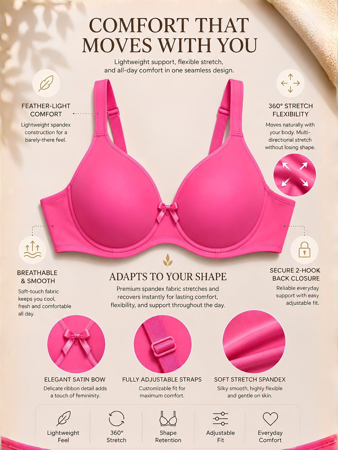 Saforia Spandura Microfibre Padded Bra - Hot Pink
