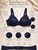 Saforia Spandura Microfibre Padded Bra - Navy Blue