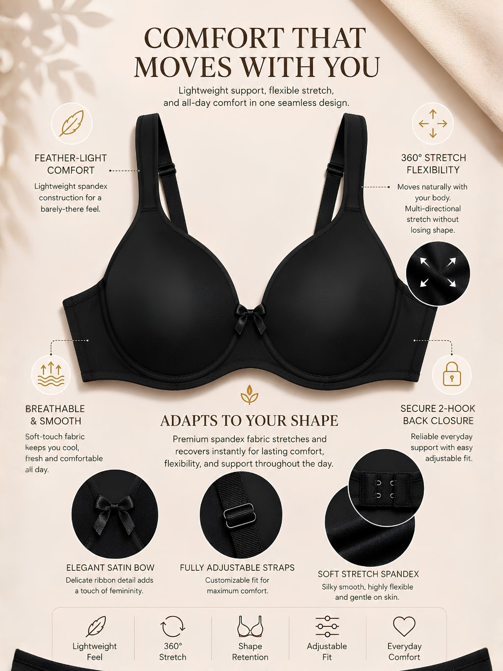 Saforia Spandura Microfibre Padded Bra - Just Black