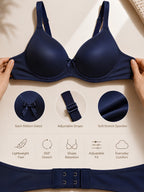 Saforia Spandura Microfibre Padded Bra - Navy Blue