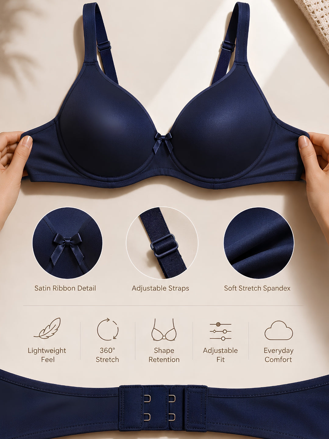 Saforia Spandura Microfibre Padded Bra - Navy Blue